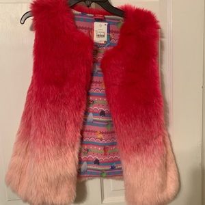 Faux fur girls vest